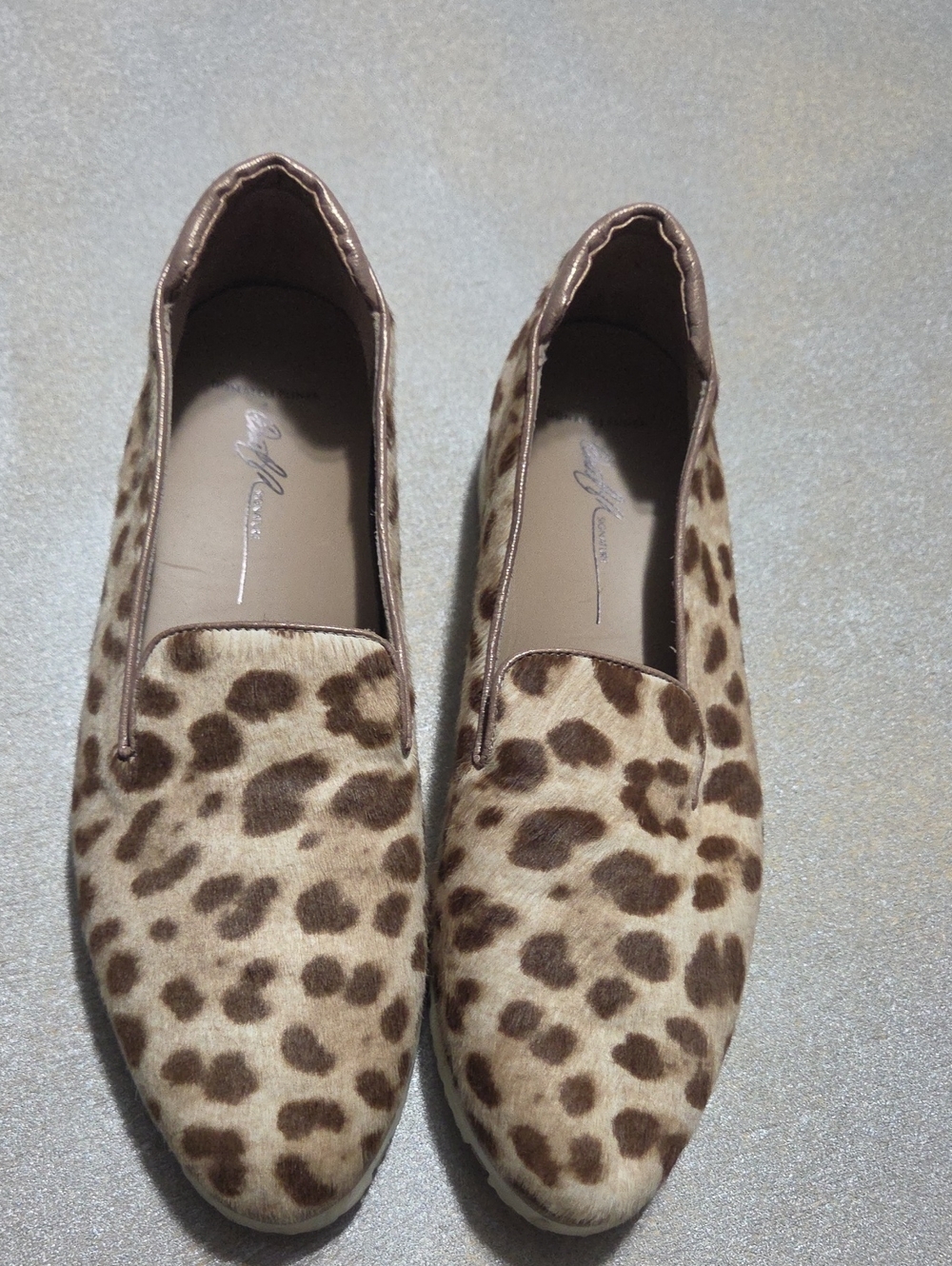 Donald J. Pliner Leopard Print Slip-On Loafers in Tan and Brown